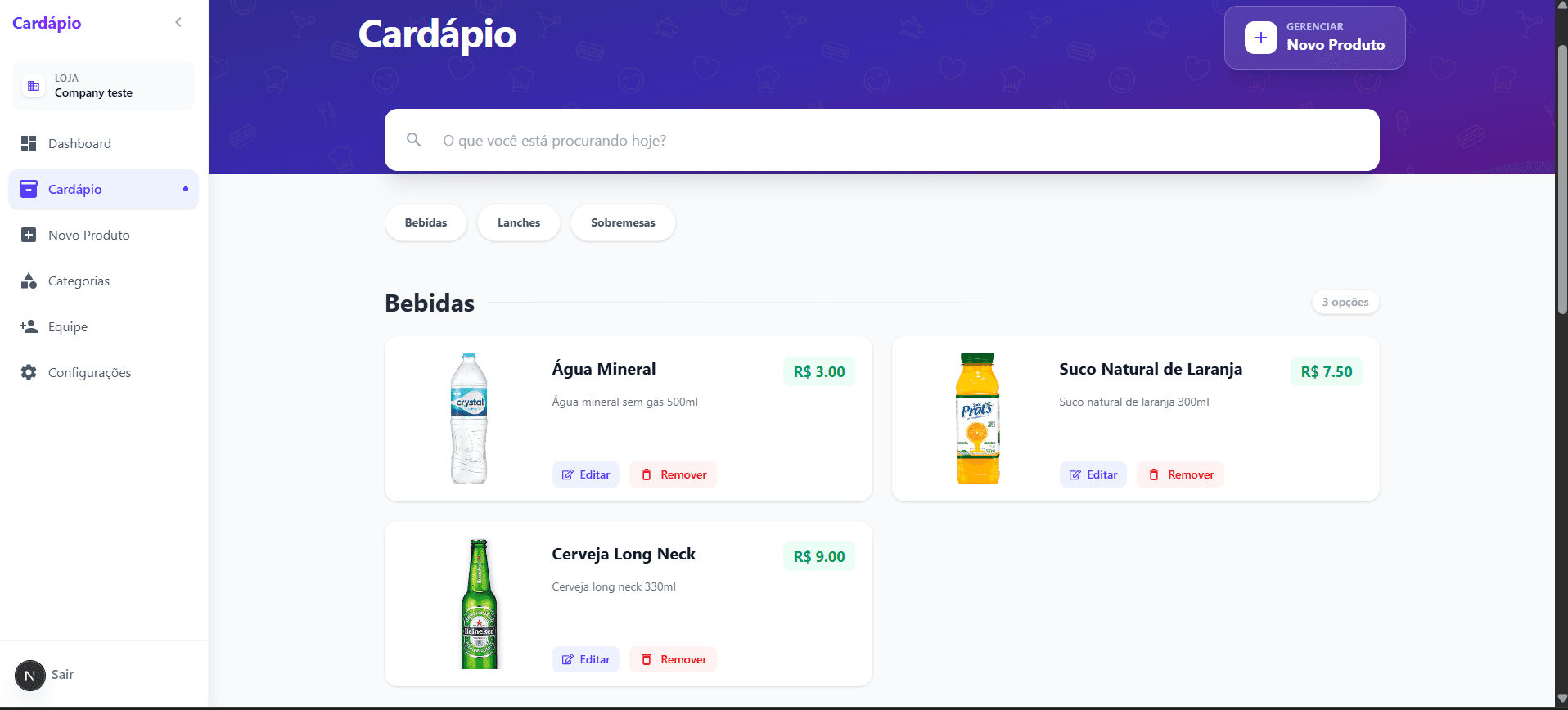 Cardápio Digital - Frontend